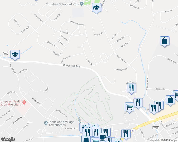 map of restaurants, bars, coffee shops, grocery stores, and more near 1860 Roosevelt Avenue in Shiloh