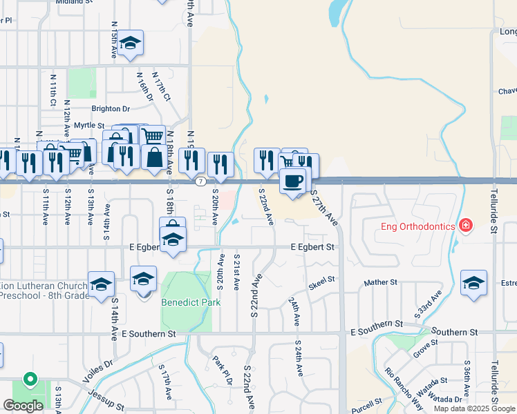 map of restaurants, bars, coffee shops, grocery stores, and more near 125 South 22nd Avenue in Brighton