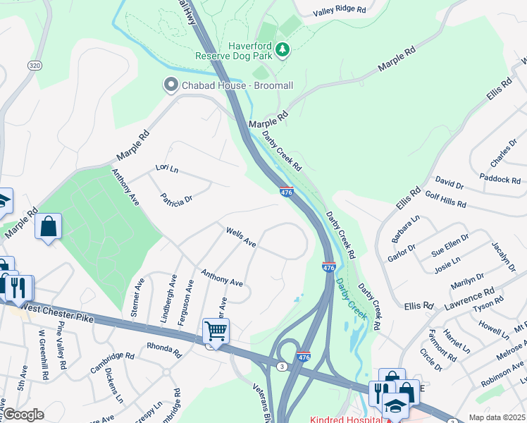 map of restaurants, bars, coffee shops, grocery stores, and more near 209 Lindbergh Avenue in Broomall