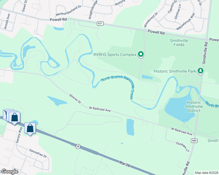map of restaurants, bars, coffee shops, grocery stores, and more near 43 Rabbit Run in Mount Holly