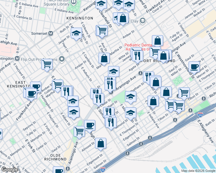map of restaurants, bars, coffee shops, grocery stores, and more near in Philadelphia