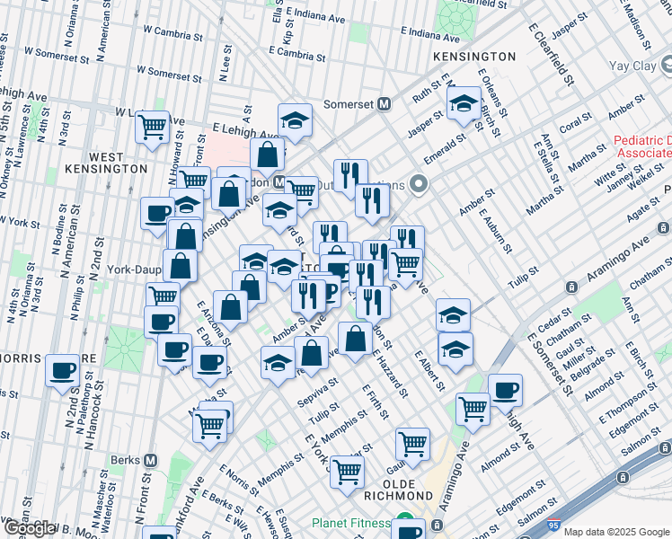 map of restaurants, bars, coffee shops, grocery stores, and more near in Philadelphia