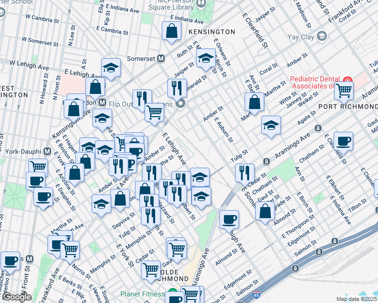 map of restaurants, bars, coffee shops, grocery stores, and more near 2136 Kensington Court in Philadelphia