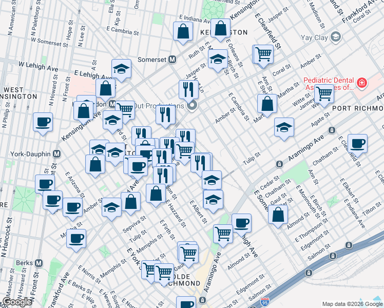 map of restaurants, bars, coffee shops, grocery stores, and more near 2136 Kensington Court in Philadelphia