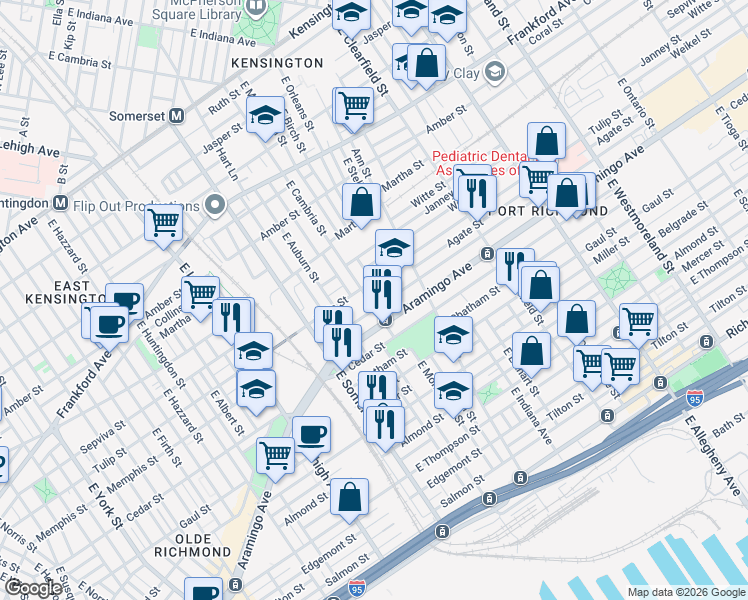 map of restaurants, bars, coffee shops, grocery stores, and more near in Philadelphia