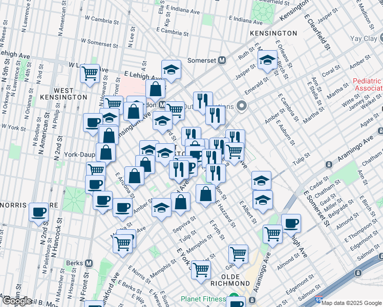 map of restaurants, bars, coffee shops, grocery stores, and more near in Philadelphia