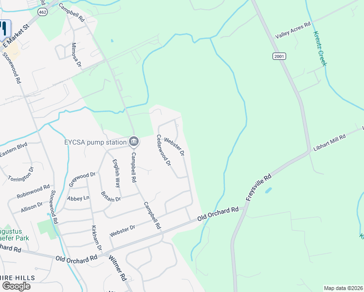 map of restaurants, bars, coffee shops, grocery stores, and more near 4433 Webster Drive in York