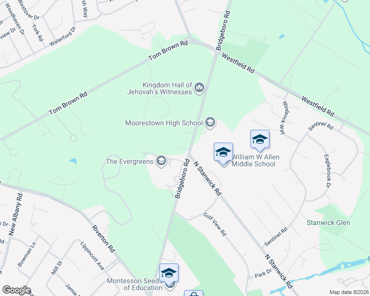 map of restaurants, bars, coffee shops, grocery stores, and more near 317 Bridgeboro Road in Moorestown