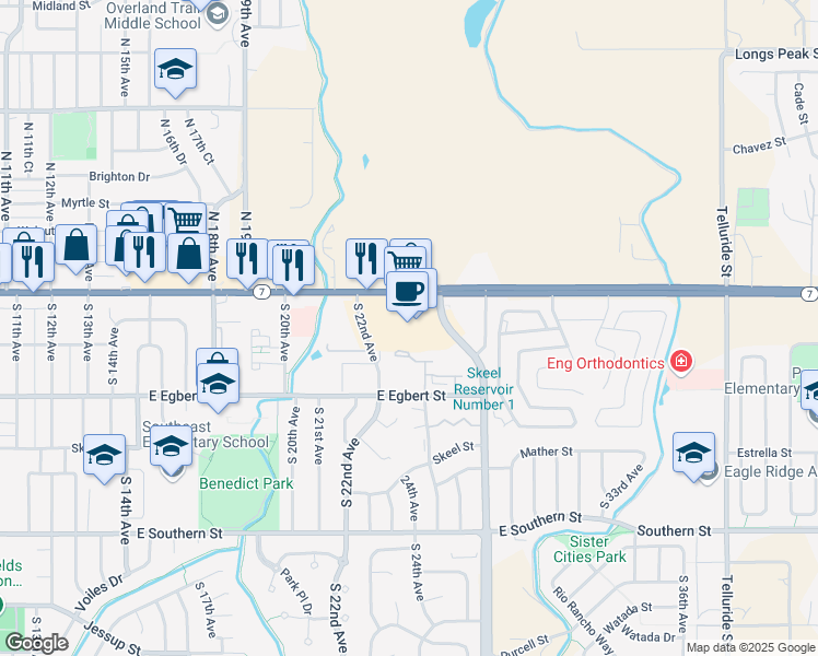 map of restaurants, bars, coffee shops, grocery stores, and more near 2404 East Bridge Street in Brighton