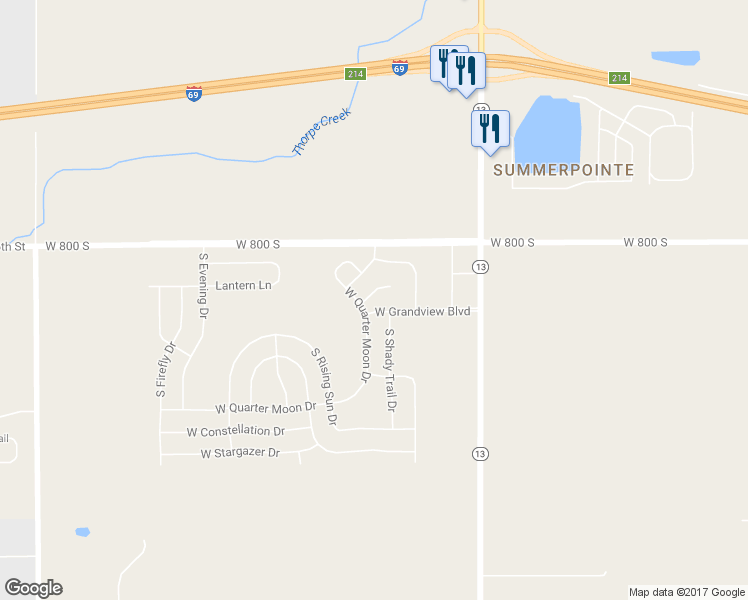 map of restaurants, bars, coffee shops, grocery stores, and more near 9279 W Reflection Ct in Pendleton
