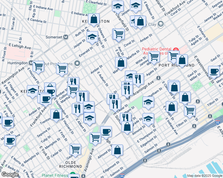 map of restaurants, bars, coffee shops, grocery stores, and more near 2846 Weikel Street in Philadelphia
