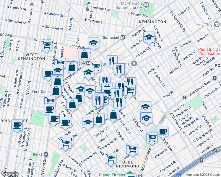 map of restaurants, bars, coffee shops, grocery stores, and more near in Philadelphia