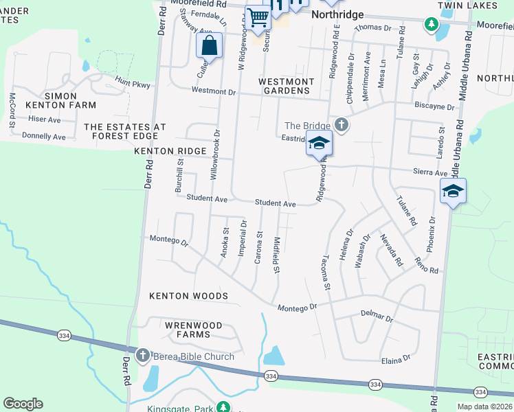 map of restaurants, bars, coffee shops, grocery stores, and more near 4242 Imperial Drive in Springfield