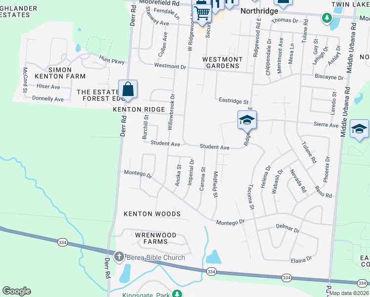 map of restaurants, bars, coffee shops, grocery stores, and more near 4275 Imperial Drive in Springfield
