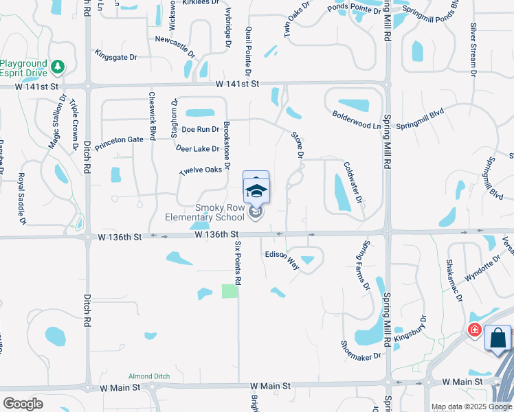 map of restaurants, bars, coffee shops, grocery stores, and more near 900 West 136th Street in Carmel