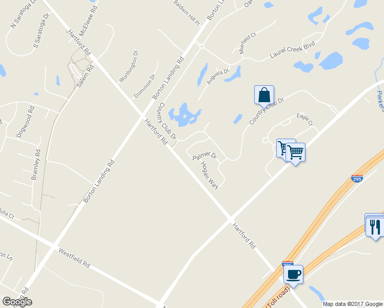 map of restaurants, bars, coffee shops, grocery stores, and more near 17 Palmer Drive in Moorestown