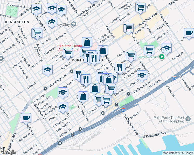 map of restaurants, bars, coffee shops, grocery stores, and more near in Philadelphia