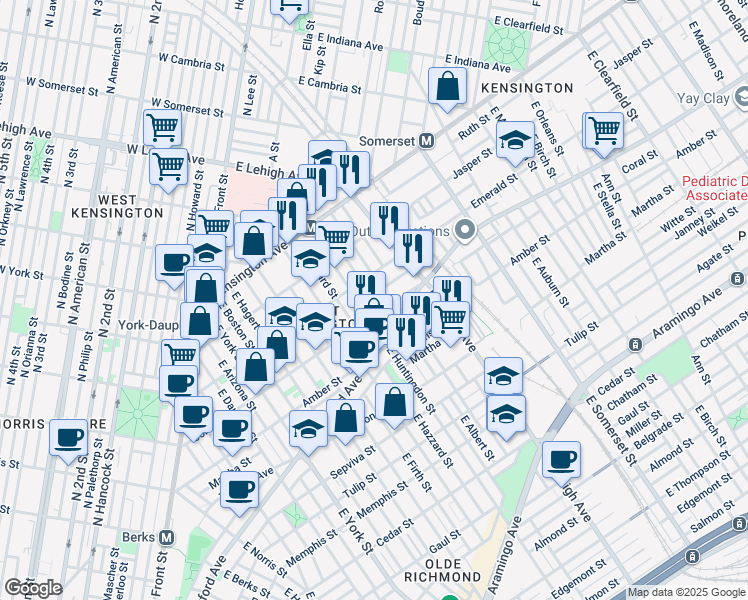 map of restaurants, bars, coffee shops, grocery stores, and more near 2617 Braddock Street in Philadelphia