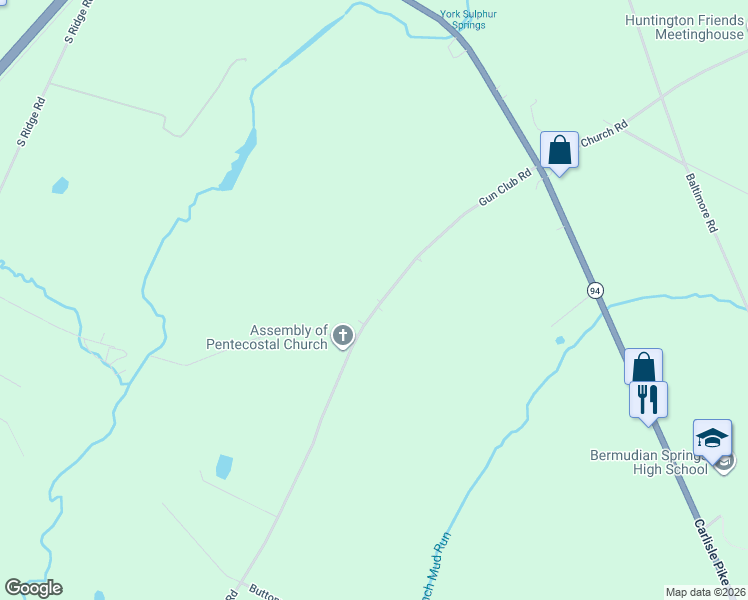 map of restaurants, bars, coffee shops, grocery stores, and more near 1520 Gun Club Road in York Springs