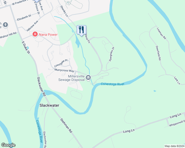 map of restaurants, bars, coffee shops, grocery stores, and more near 500 Murrycross Way in Millersville