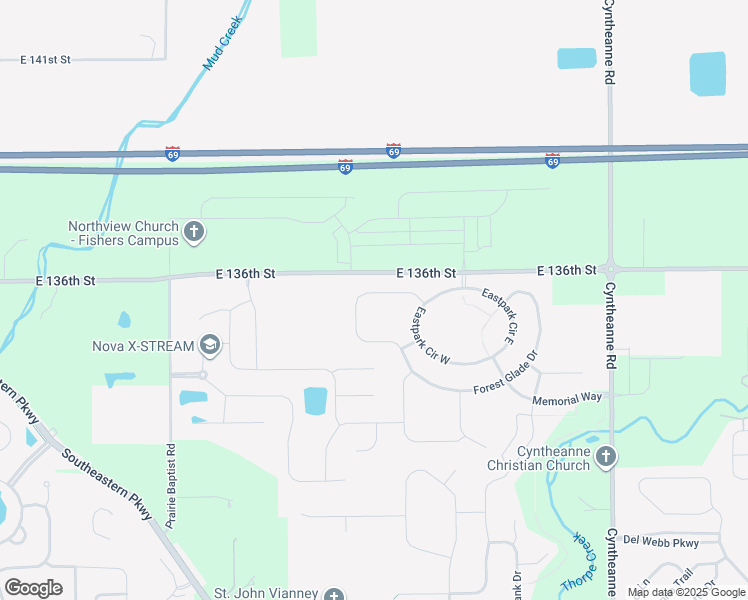 map of restaurants, bars, coffee shops, grocery stores, and more near 13547 Longrise Lane in Fishers