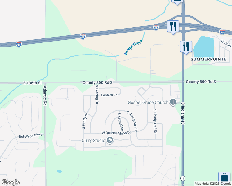 map of restaurants, bars, coffee shops, grocery stores, and more near 9479 West Campfire Drive in Pendleton