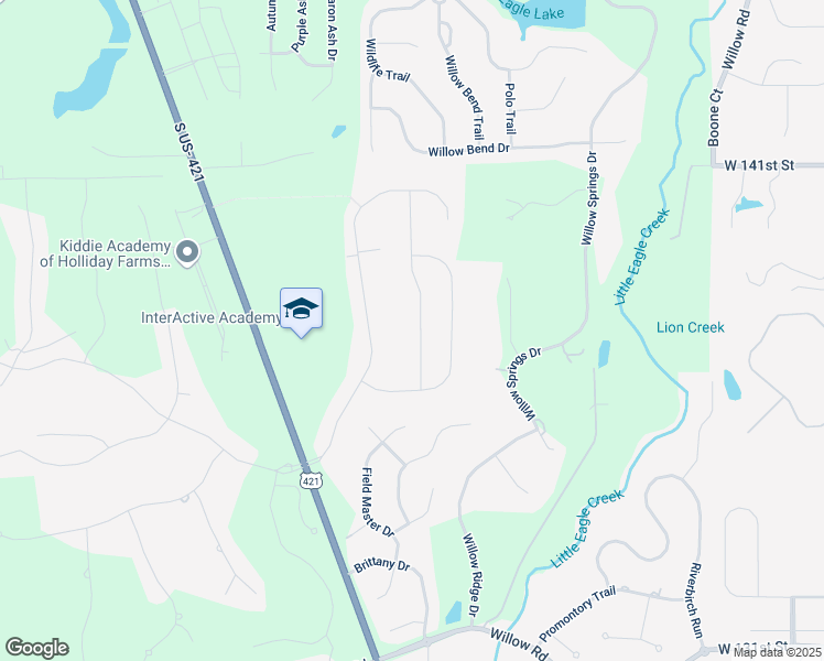 map of restaurants, bars, coffee shops, grocery stores, and more near 3720 Conifer Drive in Zionsville