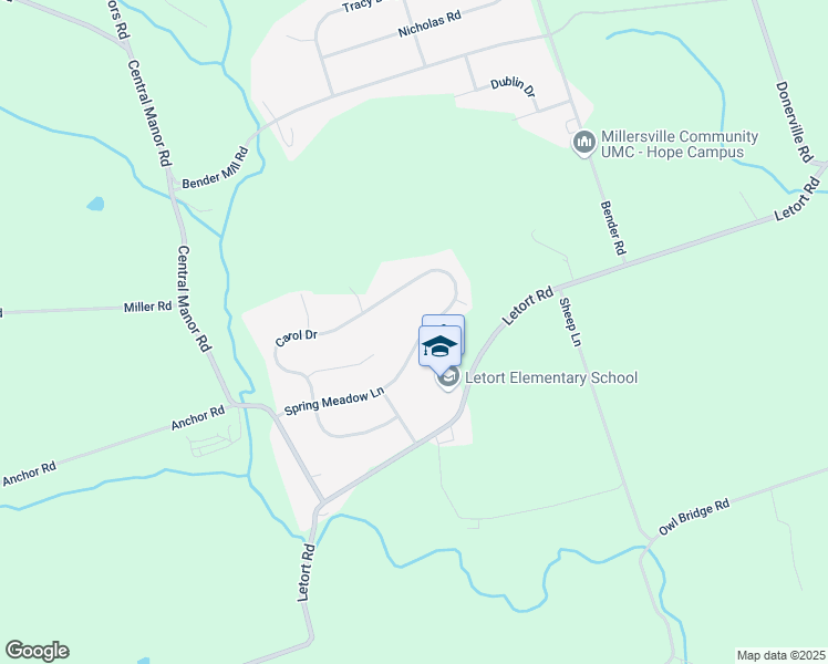 map of restaurants, bars, coffee shops, grocery stores, and more near 132 Spring Meadow Lane in Washington Boro