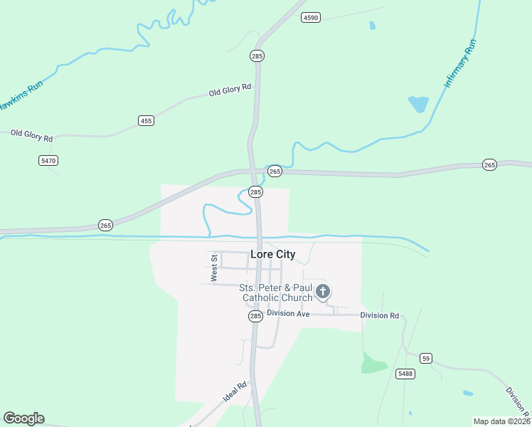 map of restaurants, bars, coffee shops, grocery stores, and more near 214 Main Street in Lore City