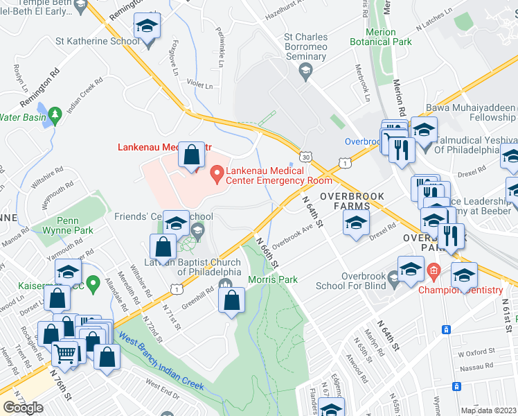 map of restaurants, bars, coffee shops, grocery stores, and more near in 