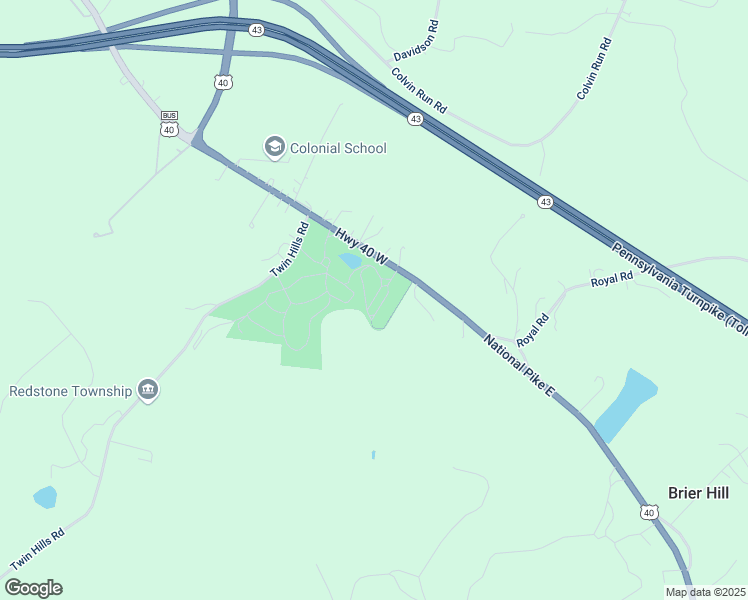 map of restaurants, bars, coffee shops, grocery stores, and more near 6480 National Pike in Fayette
