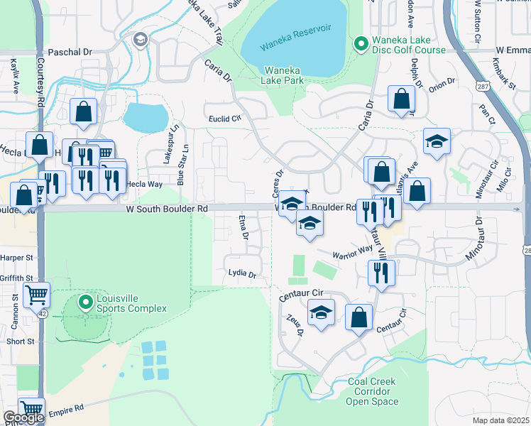 map of restaurants, bars, coffee shops, grocery stores, and more near in Lafayette