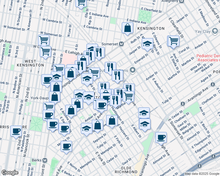 map of restaurants, bars, coffee shops, grocery stores, and more near 2647 Braddock Street in Philadelphia