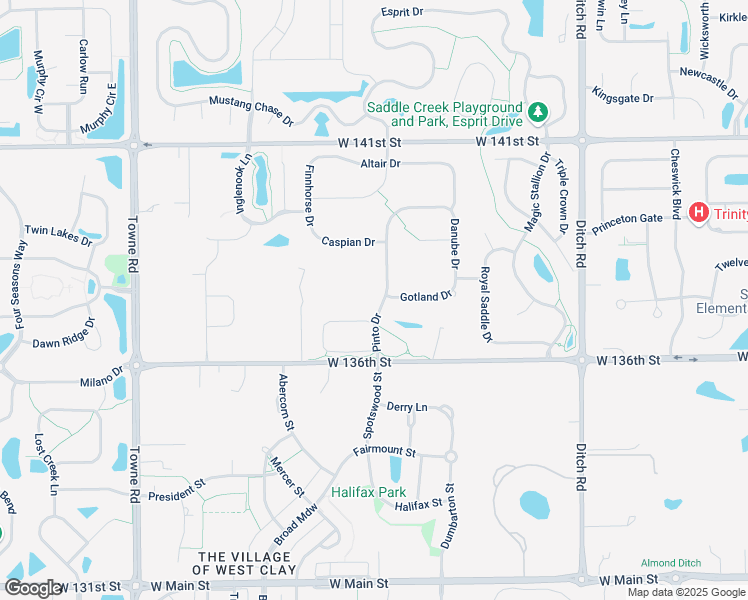 map of restaurants, bars, coffee shops, grocery stores, and more near 13750 Pinto Drive in Carmel