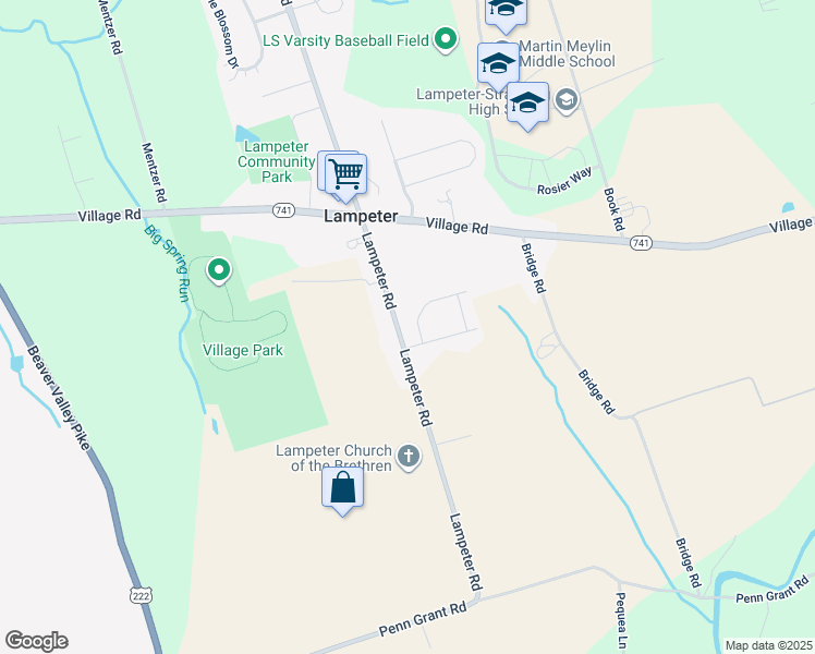 map of restaurants, bars, coffee shops, grocery stores, and more near 5 Baldwin Drive in Lancaster