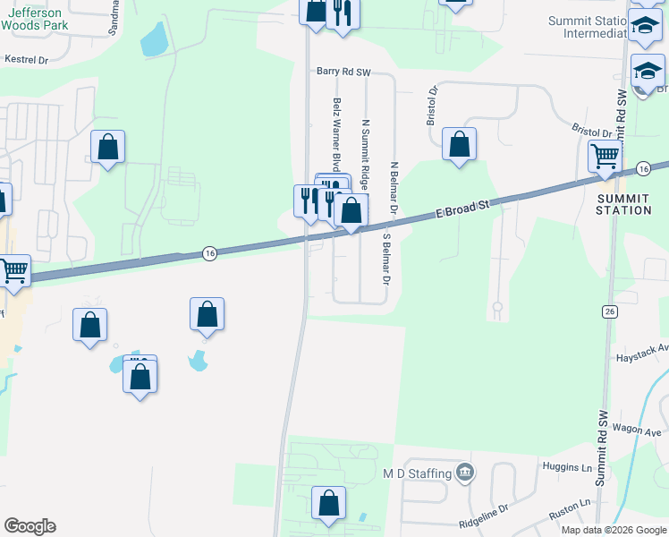 map of restaurants, bars, coffee shops, grocery stores, and more near 67 Annette Drive Southwest in Reynoldsburg