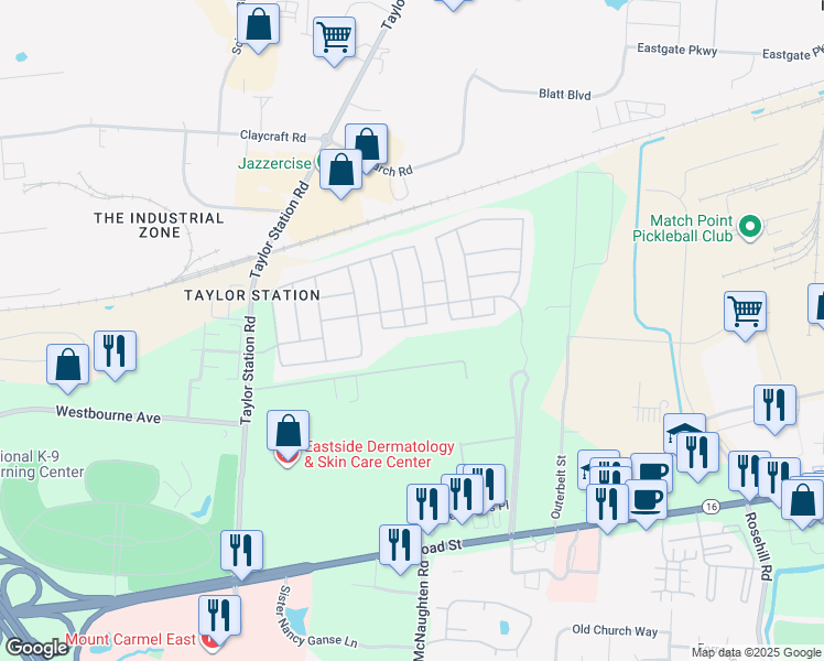 map of restaurants, bars, coffee shops, grocery stores, and more near 330 Giovanna Avenue in Columbus