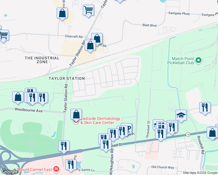 map of restaurants, bars, coffee shops, grocery stores, and more near 330 Giovanna Avenue in Columbus