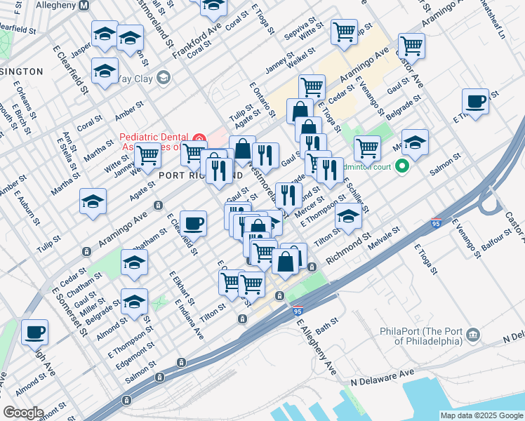 map of restaurants, bars, coffee shops, grocery stores, and more near in Philadelphia