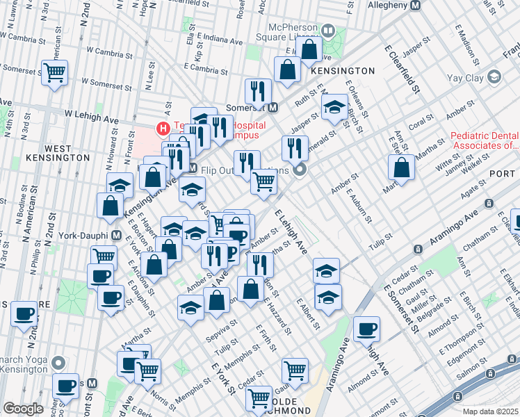 map of restaurants, bars, coffee shops, grocery stores, and more near 2666 Coral Street in Philadelphia