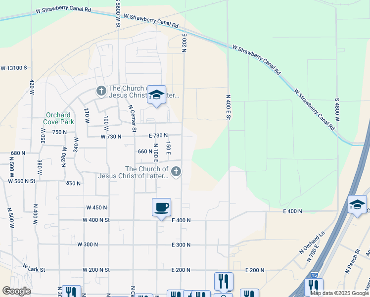 map of restaurants, bars, coffee shops, grocery stores, and more near 664 North 200 East in Santaquin