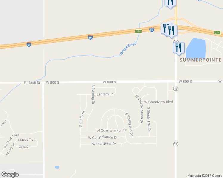 map of restaurants, bars, coffee shops, grocery stores, and more near 9479 West Campfire Drive in Pendleton