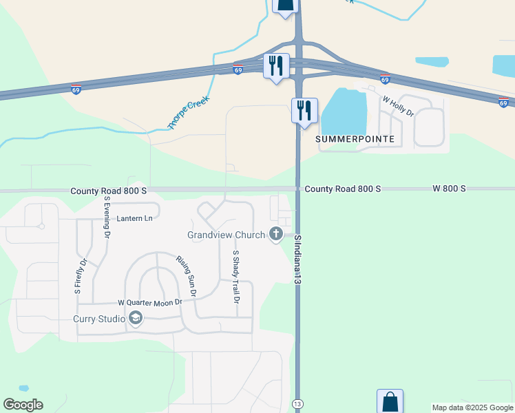 map of restaurants, bars, coffee shops, grocery stores, and more near 8058 South Lodge Lane in Pendleton
