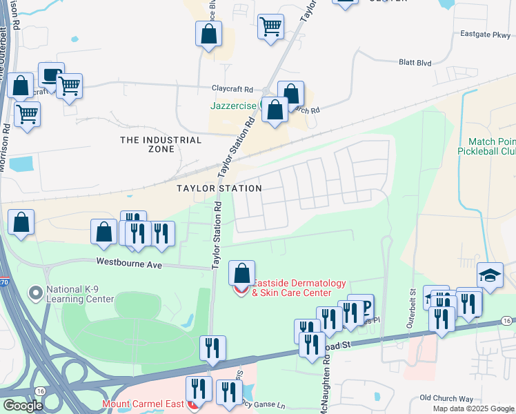 map of restaurants, bars, coffee shops, grocery stores, and more near 339 Wind Rush Avenue in Columbus