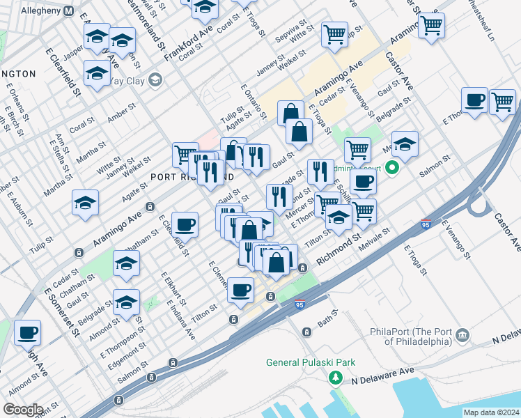 map of restaurants, bars, coffee shops, grocery stores, and more near 3254 Livingston Street in Philadelphia