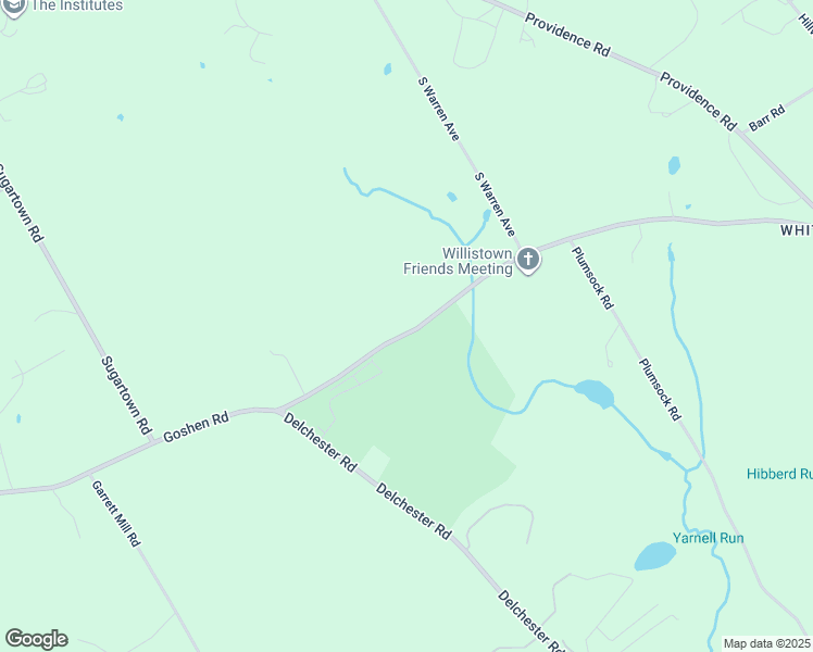 map of restaurants, bars, coffee shops, grocery stores, and more near 7098 Goshen Road in Newtown Square