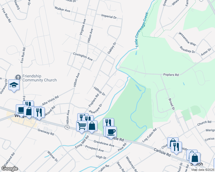 map of restaurants, bars, coffee shops, grocery stores, and more near 1920 Poplars Road in York