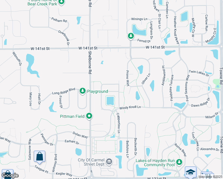 map of restaurants, bars, coffee shops, grocery stores, and more near 3430 Burlingame Boulevard in Westfield