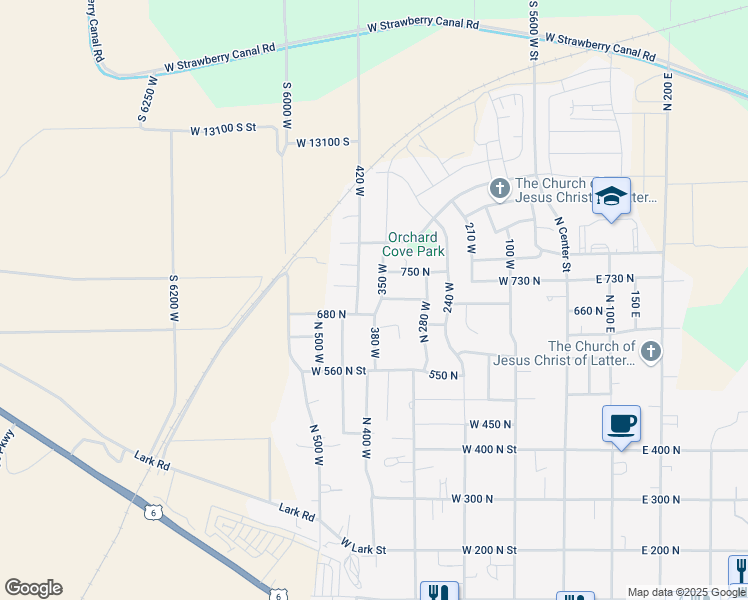 map of restaurants, bars, coffee shops, grocery stores, and more near 703 N 350 W in Santaquin