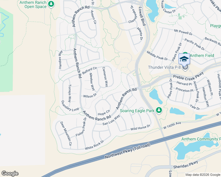 map of restaurants, bars, coffee shops, grocery stores, and more near 4636 Belford Circle in Broomfield